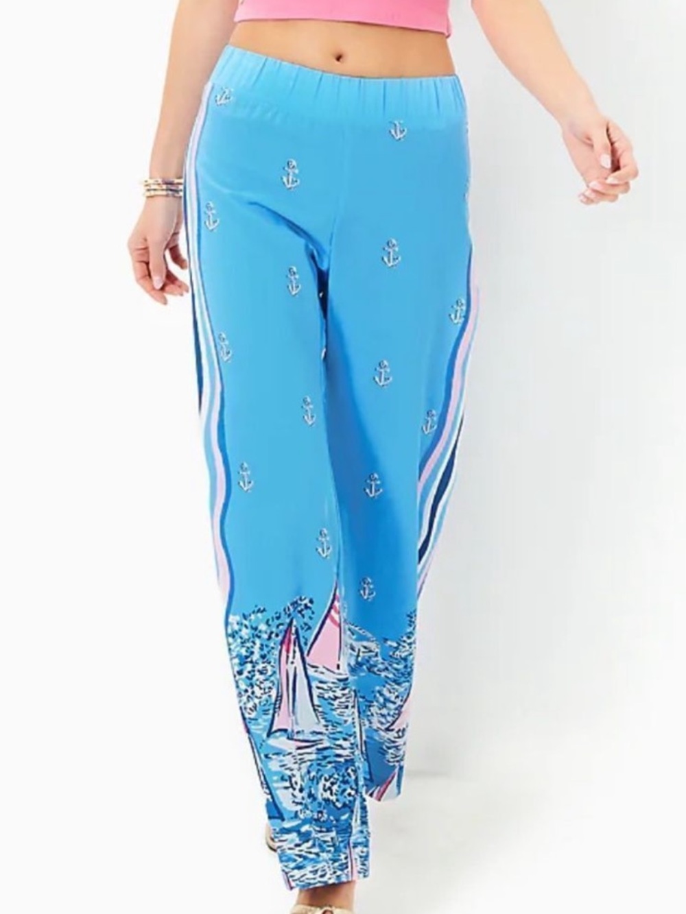 Lilly Pulitzer Bal Harbour Palazzo A LIL NAUTI ENGINEERED PANT Size XLG